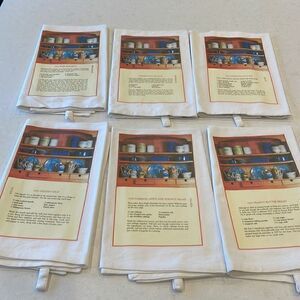 Flour sack recipe printed, super idea for gift. New not washed. 6 in group.